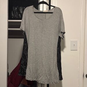 Larace Heather Gray Top with Black Lace Accents